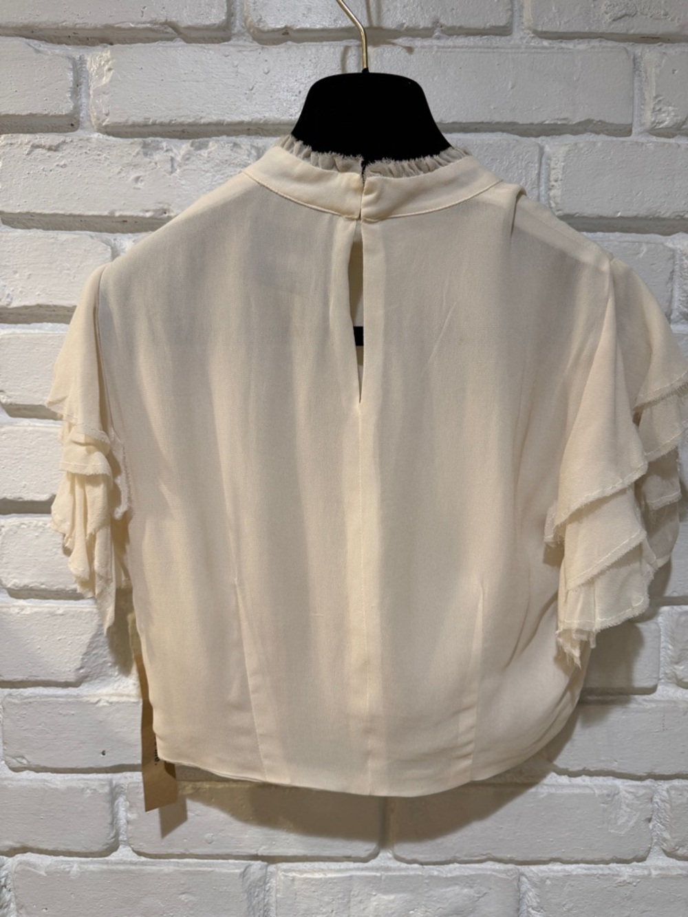 ✨ REFORMATION Ivory Silk Blend Ruffle Crop Top Romantic Boho Luxe | Size 4 - Picture 9 of 16